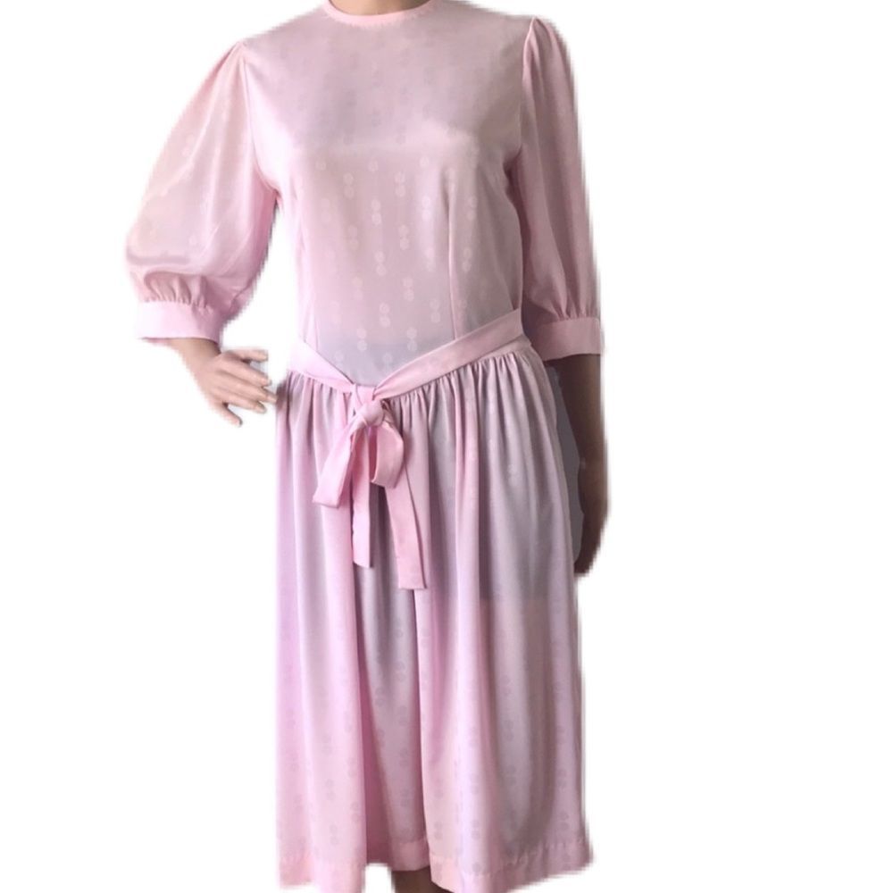 Silky Pink Vintage Cottagecore Dress - Picture 4 of 16